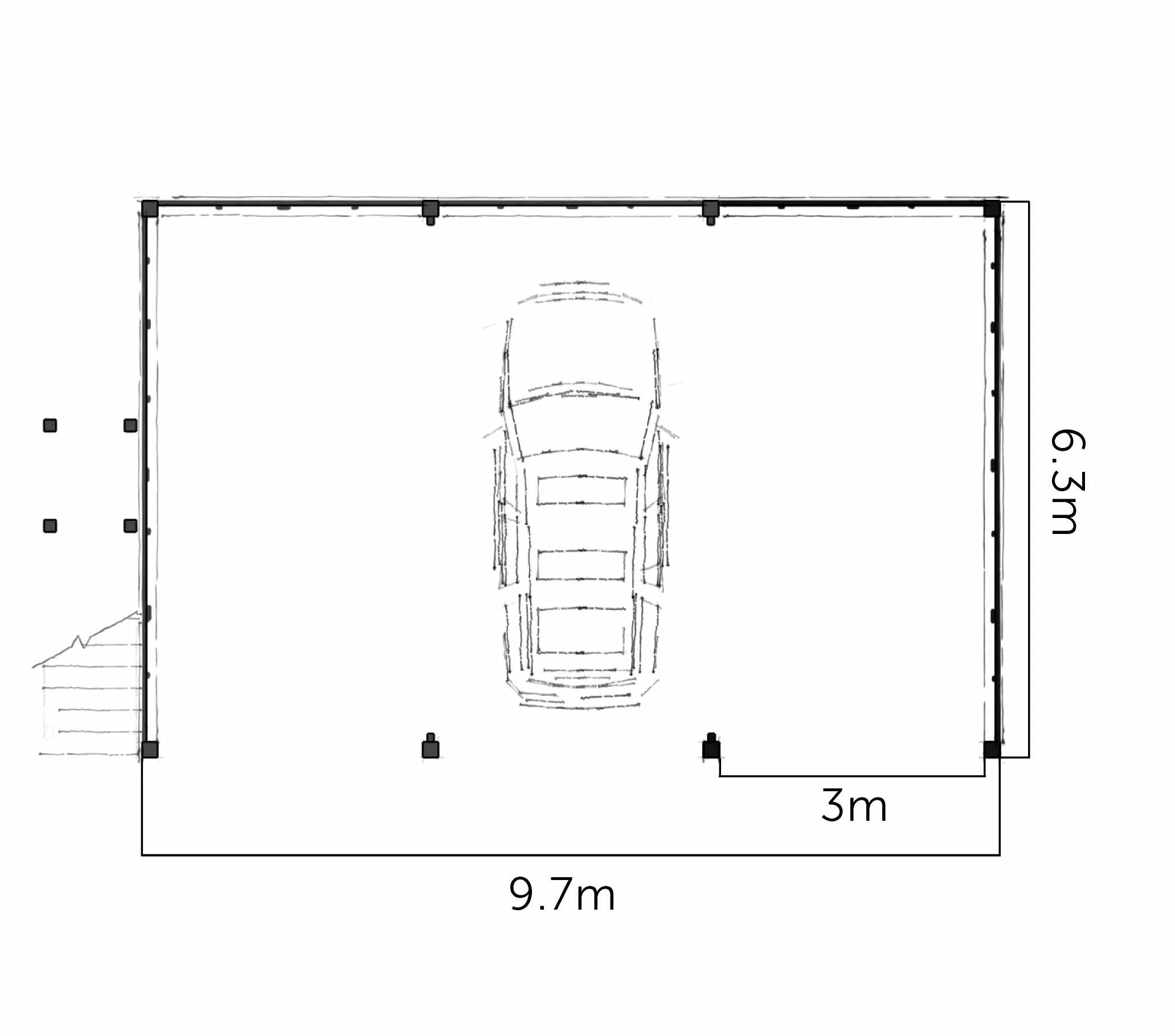 Plattegrond van de Cork, drie vaks